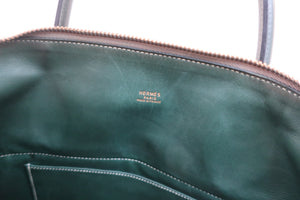 HERMES BOLIDE 35 Box carf leather Green 〇U Engraving Shoulder bag 500030117