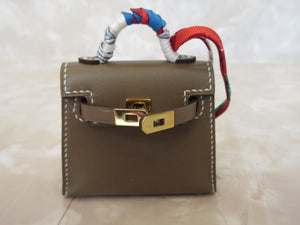 HERMES MINI MINI Bag charm KERRY Twilly  Box carf leather YEngraving  Etoupe gray  Bag charm  20100029