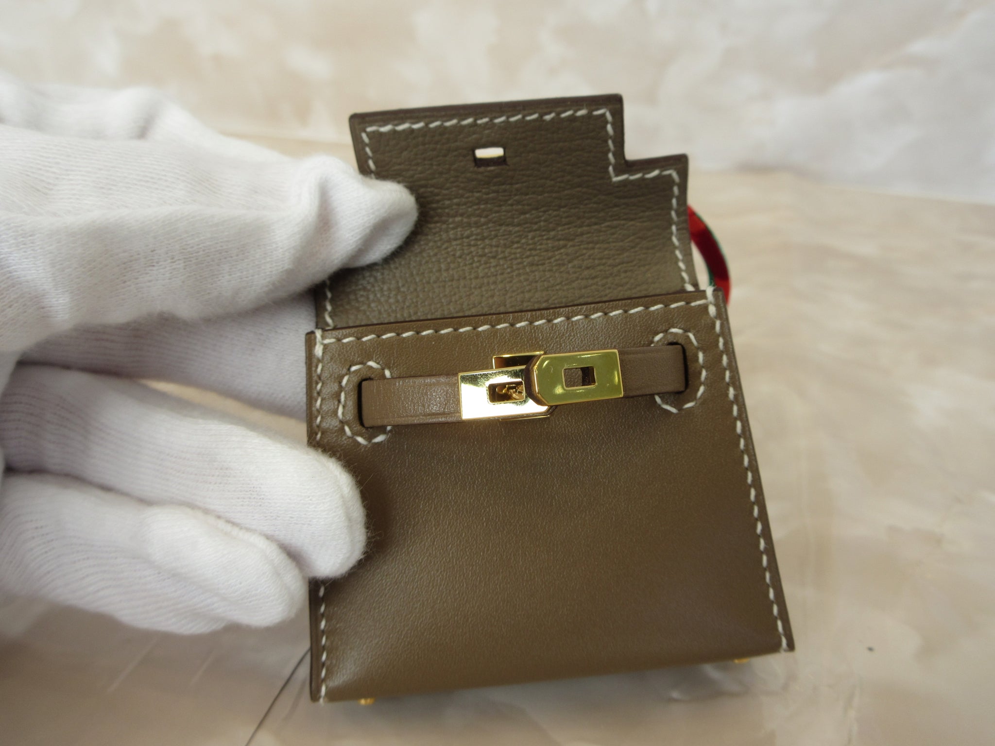 HERMES MINI MINI Bag charm KERRY Twilly Box carf leather