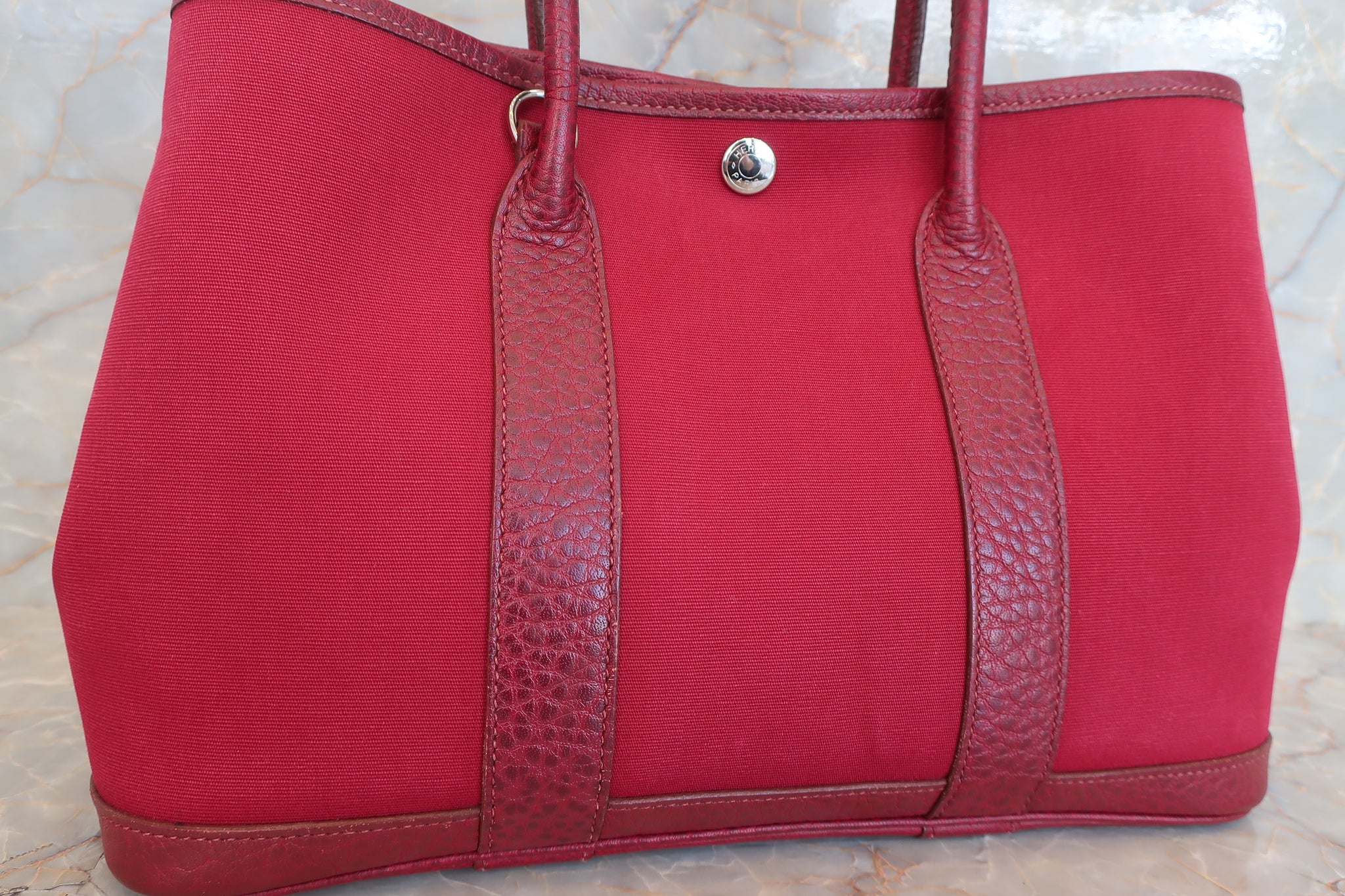 HERMES-Canvas-Leather-Garden-Party-MM-Tote-Bag-O-Engraved-Red-F/S –  dct-ep_vintage luxury Store