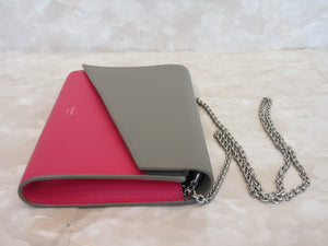 CELINE Large flap on Chain Wallet  Leather  Gray/Pink  Shoulder bag  20110073