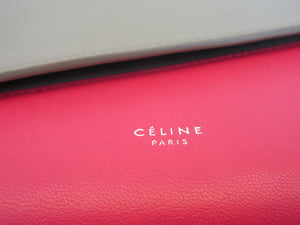 CELINE/セリーヌ ラージフラップオンチェーンウォレット  レザー  グレー/ピンク  ショルダーバッグ  20110073