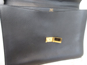 HERMES SAC A DEPECHE 41 Fjord leather Black □F刻印 Hand bag 400010034