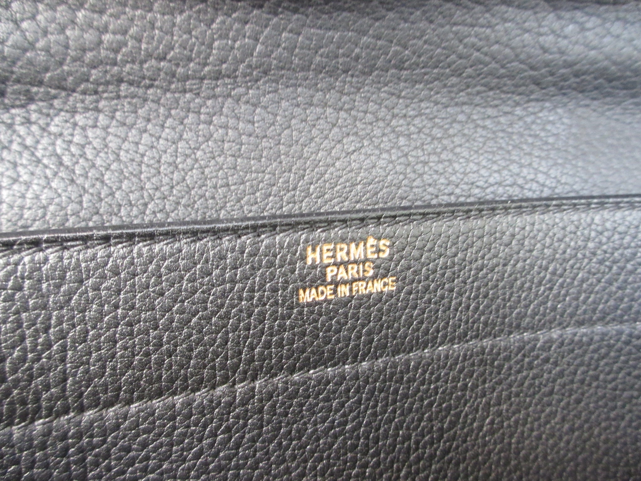 HERMES SAC A DEPECHE 41 Fjord leather Black □F Engraving Hand bag 4000 –  BRANDSHOP-RESHINE