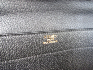 HERMES／エルメス サックアデペッシュ41 フィヨルド ブラック □F刻印 ハンドバッグ 400010034