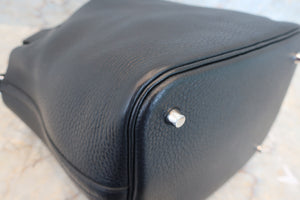 HERMES PICOTIN LOCK MM Clemence leather Black Hand bag 500040044