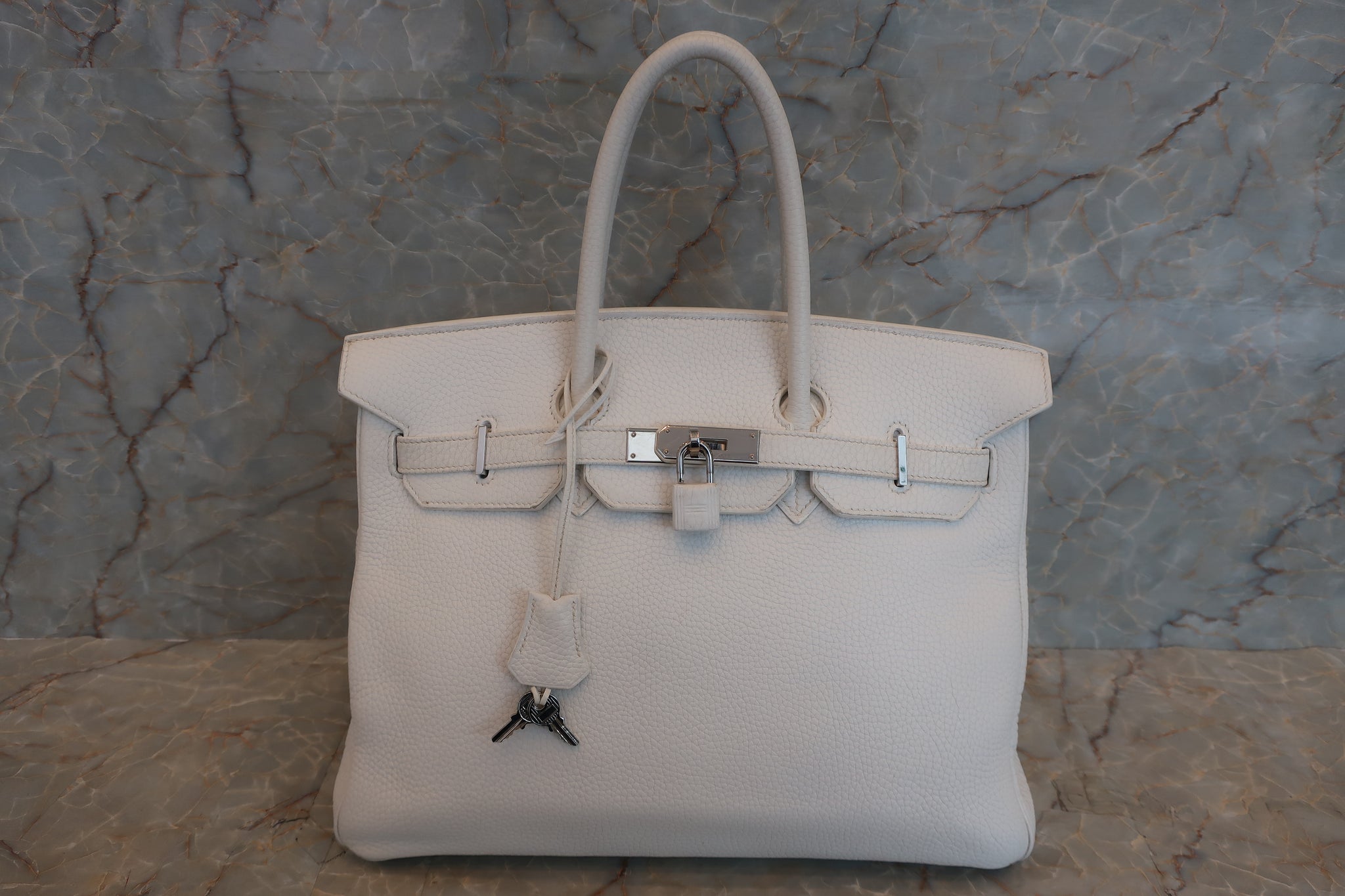 Hermes Birkin 35 Bag White Clemence Leather with Gold Hardware