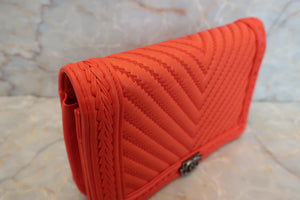 CHANEL V-Stitch Chain wallet Lambskin Orange Shoulder bag 400070011