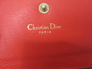 Christian Dior Double Hook Wallet  Leather  Navy/Red  Short Wallet  300010059