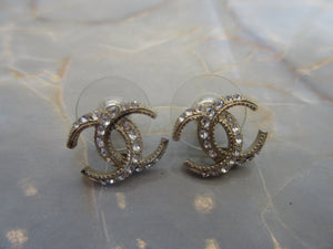 CHANEL CC mark rhinestone earring Gold plate Gold Earring 30003014