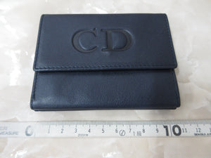 Christian Dior Double Hook Wallet  Leather  Navy/Red  Short Wallet  300010059