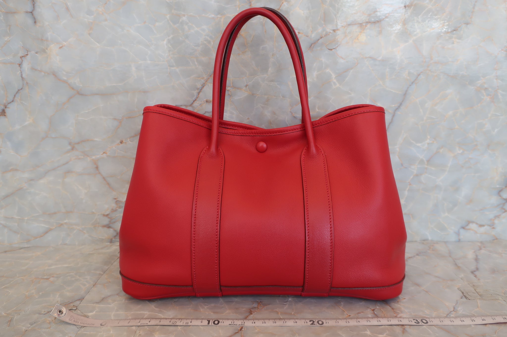 Hermes Red Leather Twilly Garden Party 36 Tote Bag
