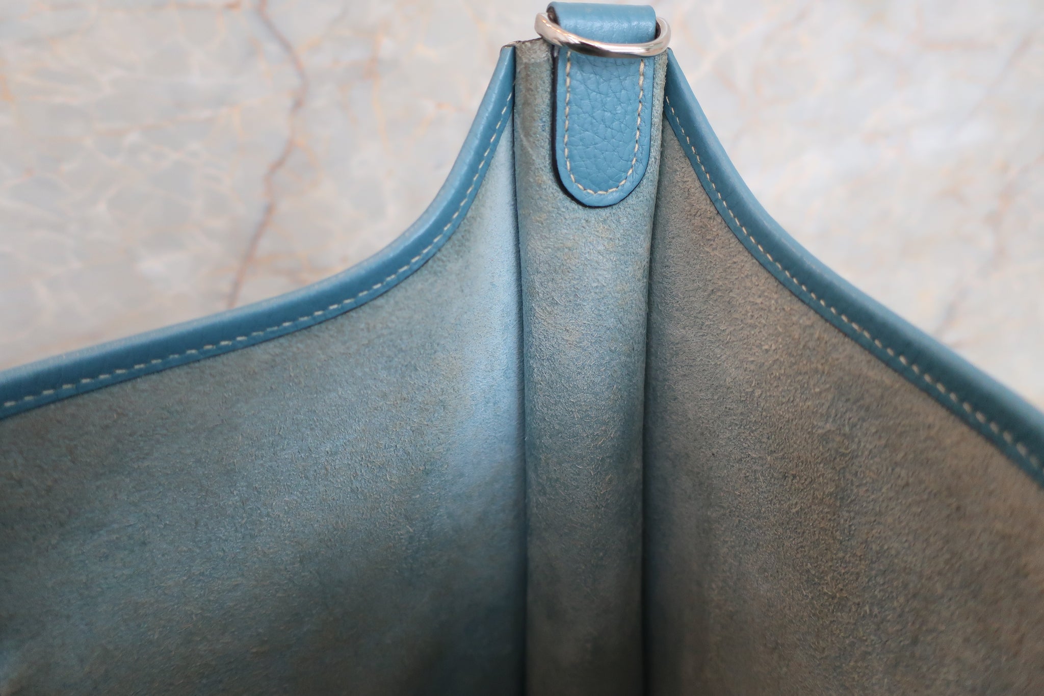 HERMES EVELYNE 1GM Clemence leather Blue jean □I Engraving Shoulder ba –  BRANDSHOP-RESHINE
