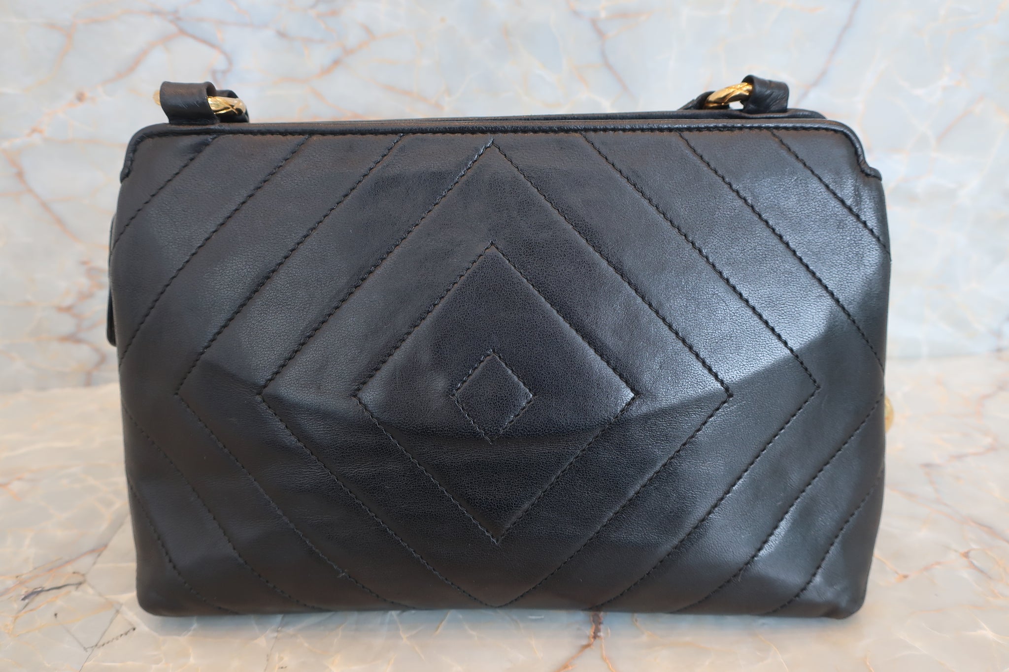 Chanel Black Lambskin Leather Mini Top Handle CC Chain Clutch Bag