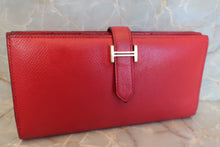 Load image into Gallery viewer, HERMES Bearn Soufflet Epsom leather Rouge vif □H Engraving Wallet 400060123
