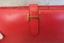 将图片加载到图库查看器，HERMES Bearn Soufflet Epsom leather Rouge vif □H刻印 Wallet 400060123
