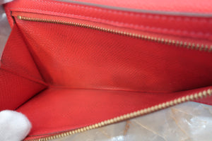 HERMES Bearn Soufflet Epsom leather Rouge vif □H刻印 Wallet 400060123