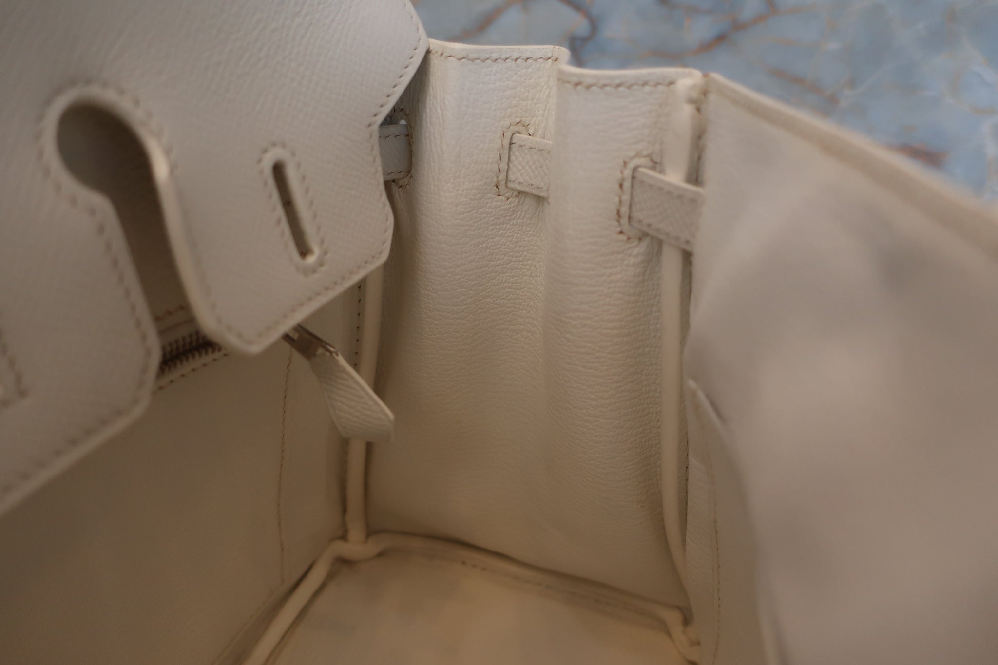 HERMES BIRKIN 25 Epsom leather White □N Engraving Hand bag