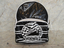 Load image into Gallery viewer, CHANEL/LA PAUSA Logo back pack vinyl Black/White/Silver hadware Back pack 400010161
