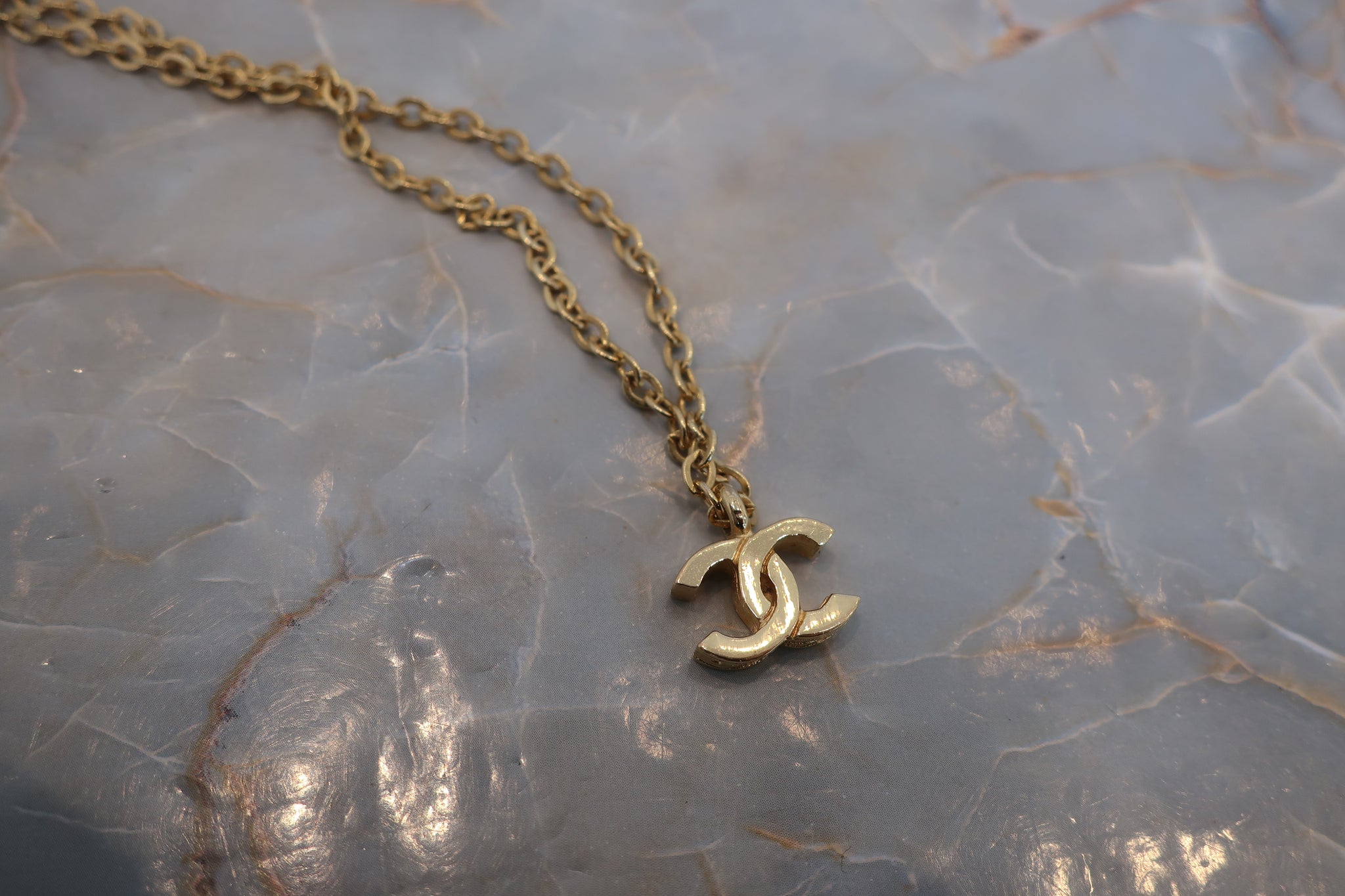 CHANEL vintage COCO Mark Necklace Plated Gold Women