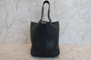 HERMES PICOTIN LOCK MM Clemence leather Black A Engraving Hand bag 500030005