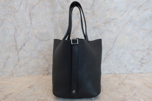 HERMES PICOTIN LOCK MM Clemence leather Black A刻印 Hand bag 500030005