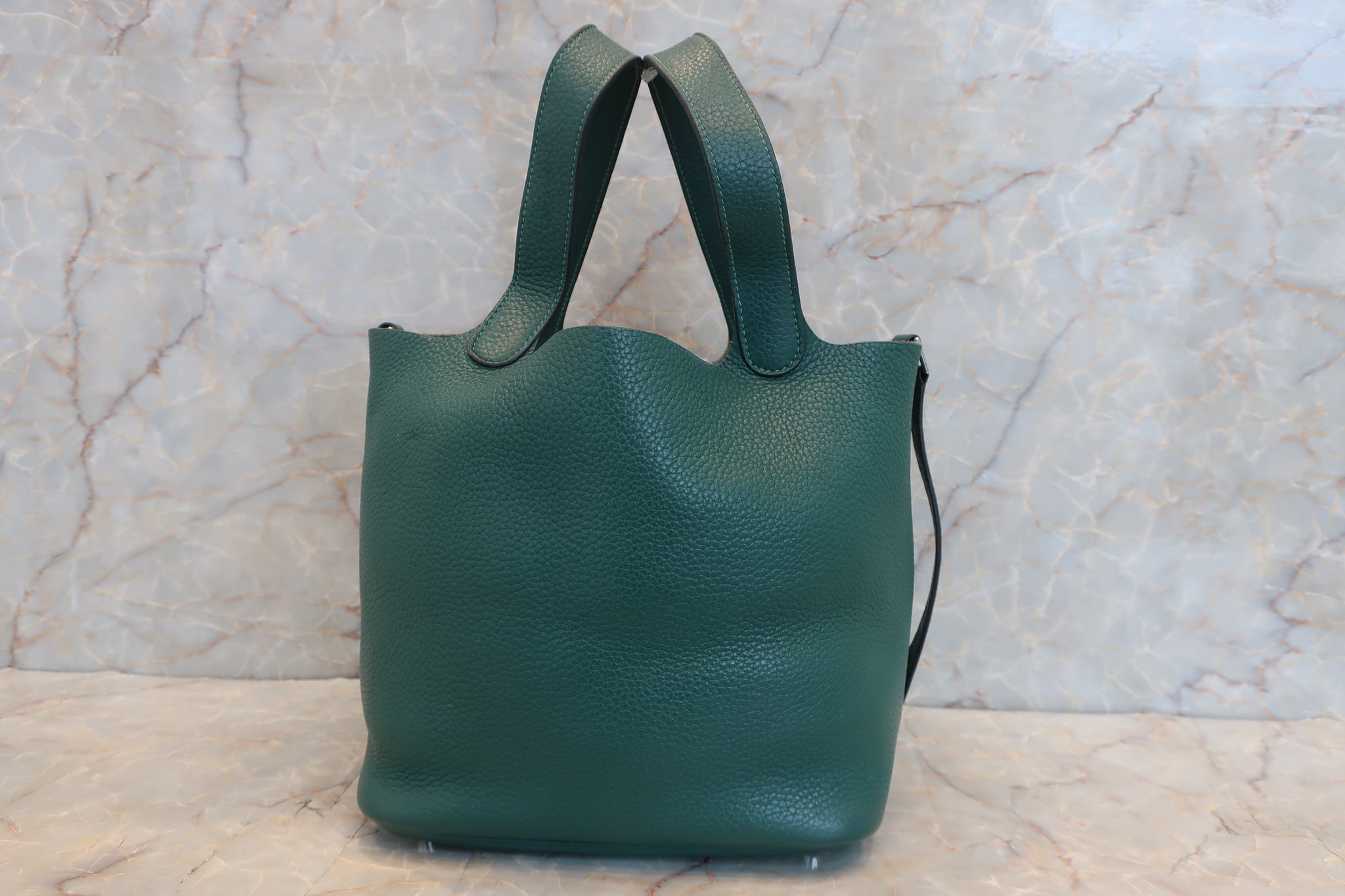 Hermes Picotin Lock 18 Bag In Malachite Clemence Leather 