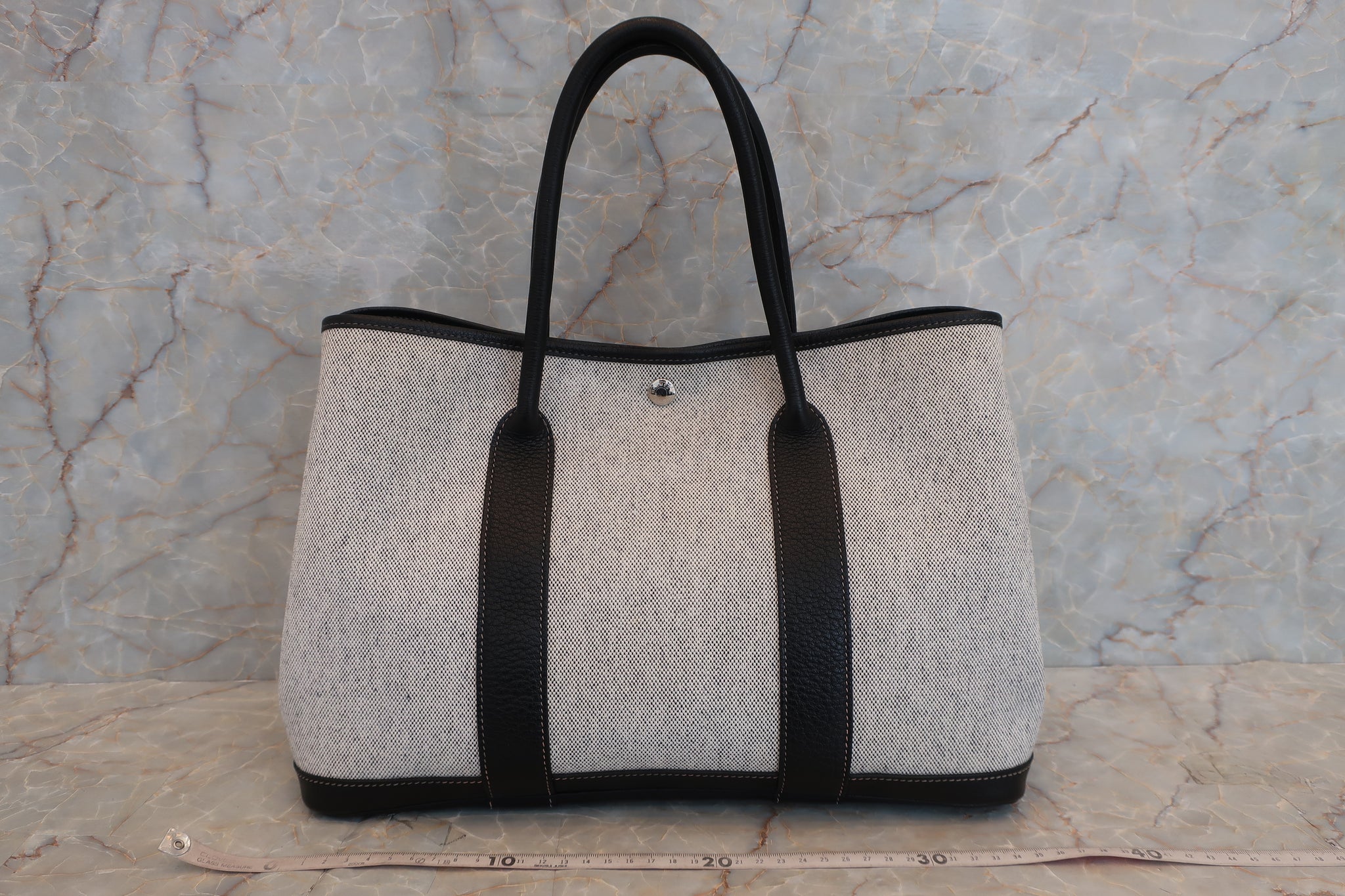 HERMES GARDEN PARTY PM Toile H/Leather Gray/Black □G Engraving Tote ba –  BRANDSHOP-RESHINE