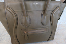 Load image into Gallery viewer, CELINE LUGGAGE MICRO SHOPPER Leather Khaki Tote bag 400110026
