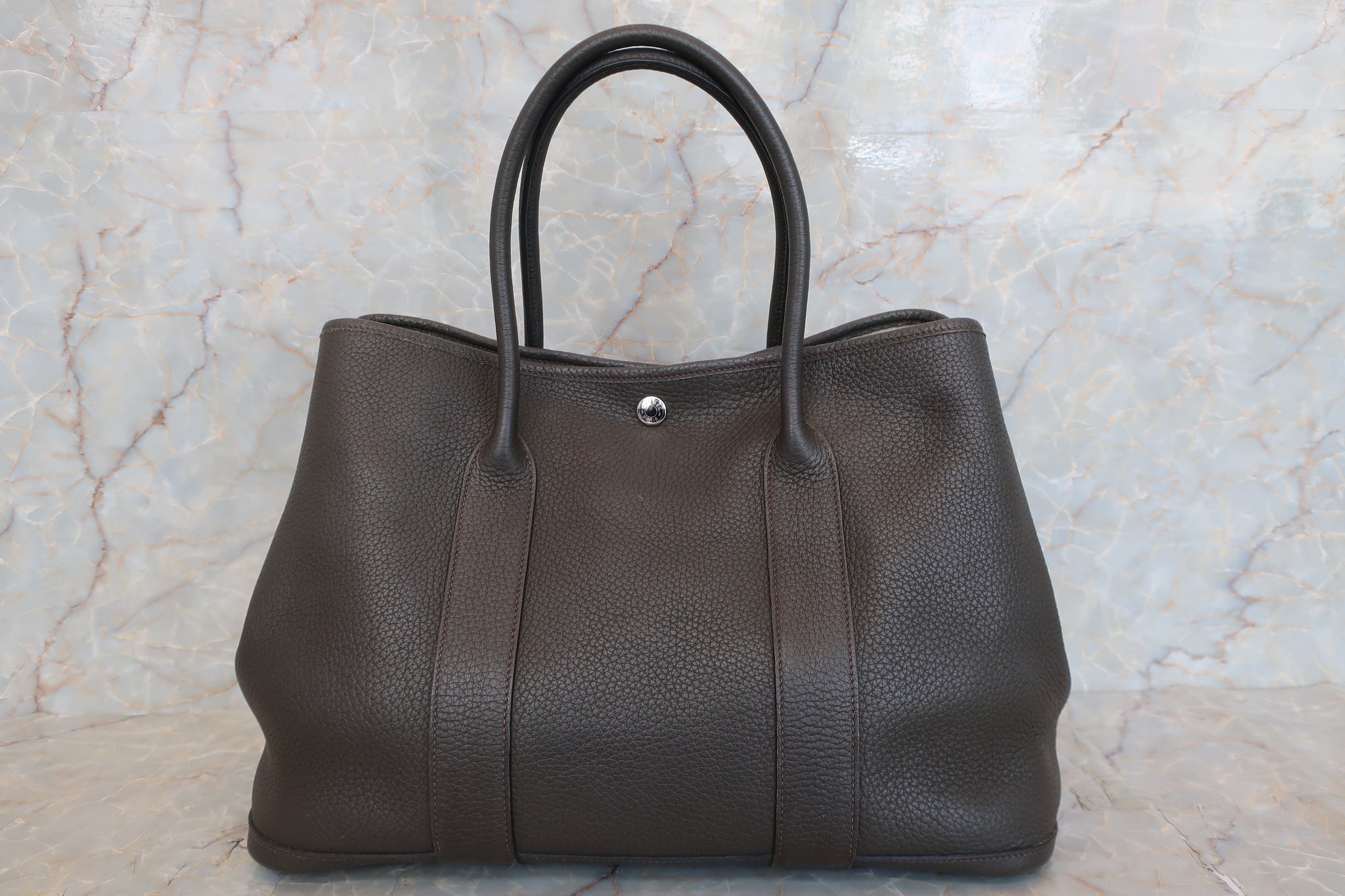 HERMES GARDEN PARTY PM Negonda leather Graphite □N Engraving Tote