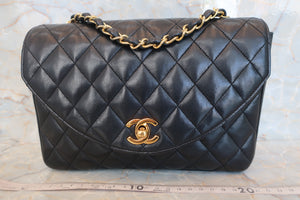 CHANEL Matelasse single flap chain shoulder bag Lambskin Black/Gold hadware Shoulder bag 500030063