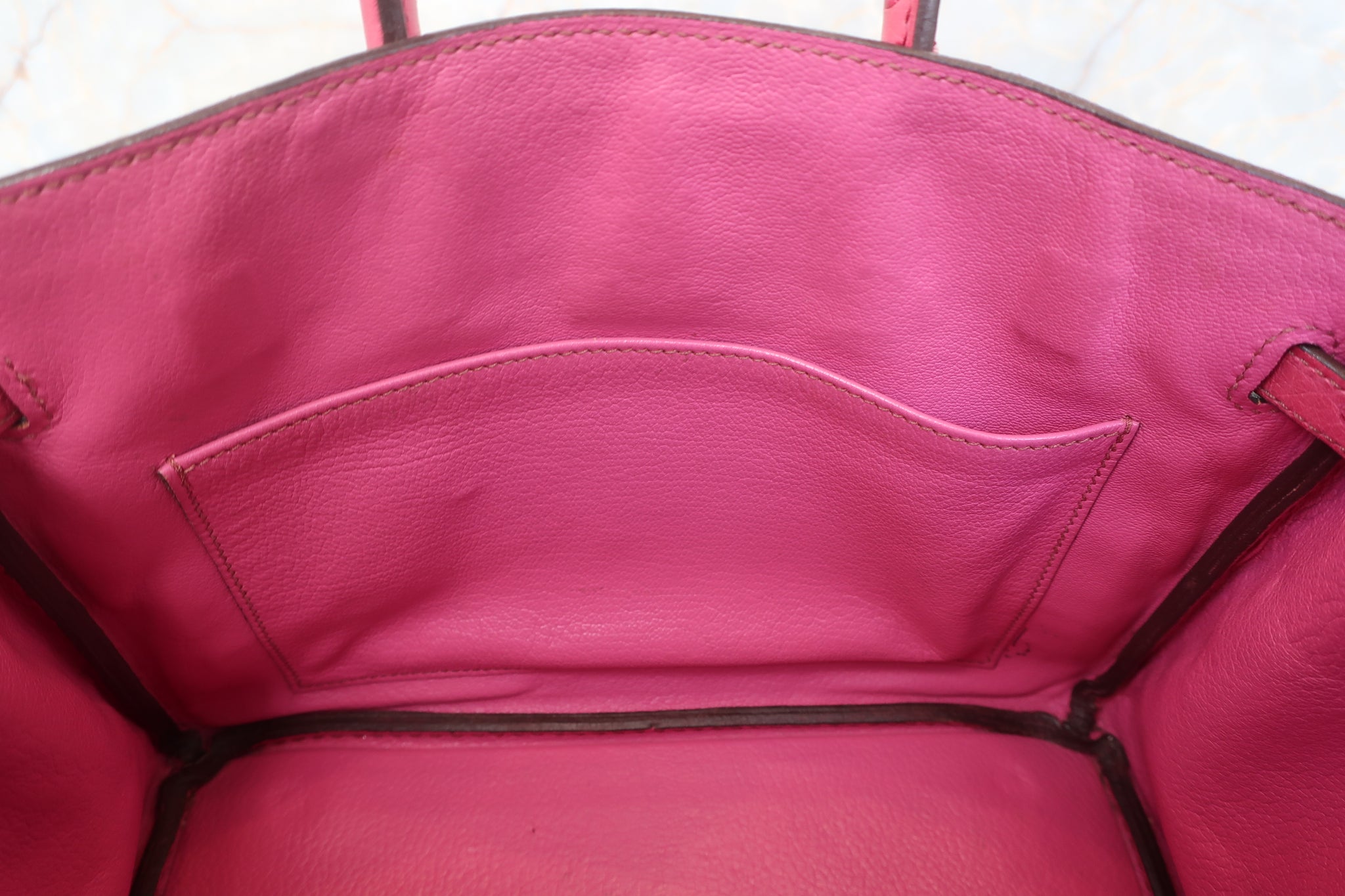 HERMES BIRKIN 25 Ostrich lether Fuschia pink □I Engraving Hand bag 500 –  BRANDSHOP-RESHINE