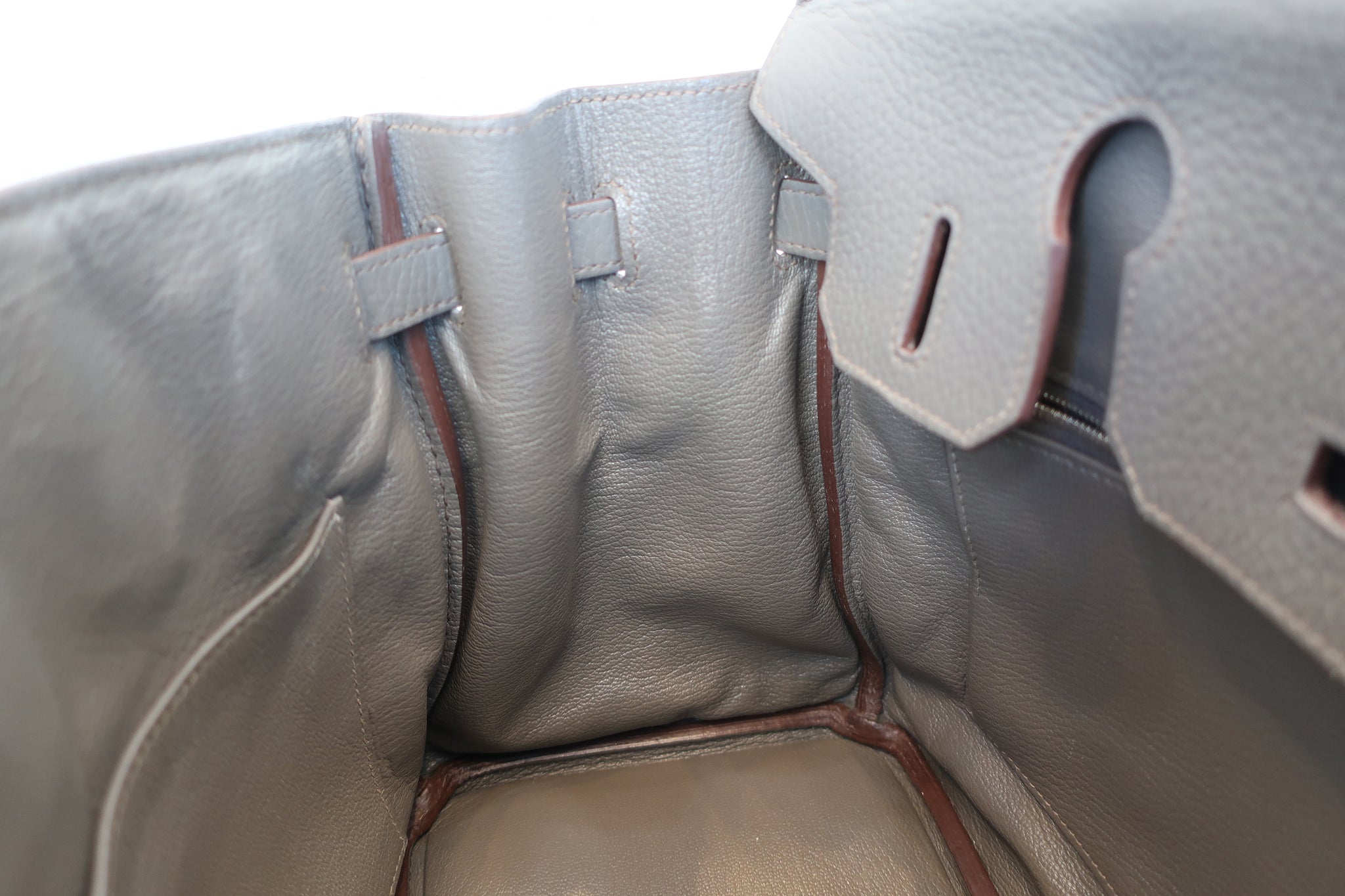 HERMES BIRKIN 30 Clemence leather Etain □Q Engraving Hand bag 40010018 –  BRANDSHOP-RESHINE
