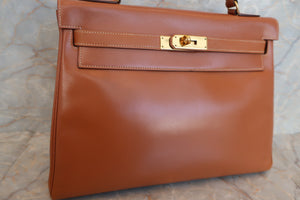 HERMES KELLY 32 Box carf leather Natural 〇P Engraving Hand bag 400070004