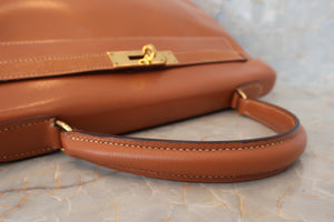 HERMES KELLY 32 Box carf leather Natural 〇P刻印 Hand bag 400070004