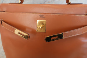 HERMES KELLY 32 Box carf leather Natural 〇P刻印 Hand bag 400070004