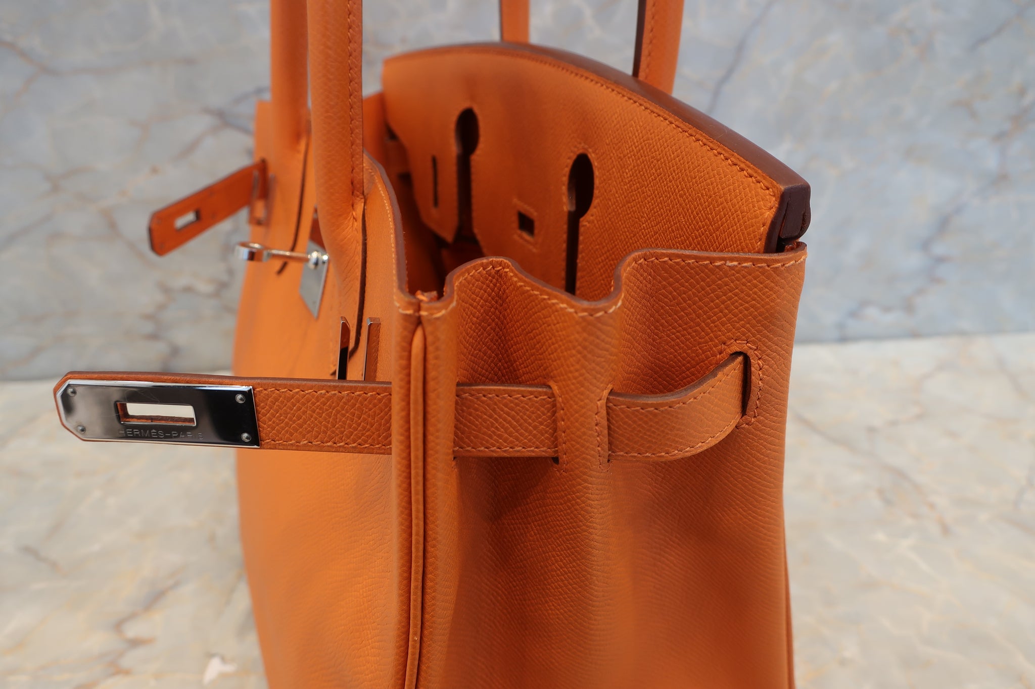 HERMES BIRKIN 30 Epsom leather Orange □K Engraving Hand bag 500030136 –  BRANDSHOP-RESHINE