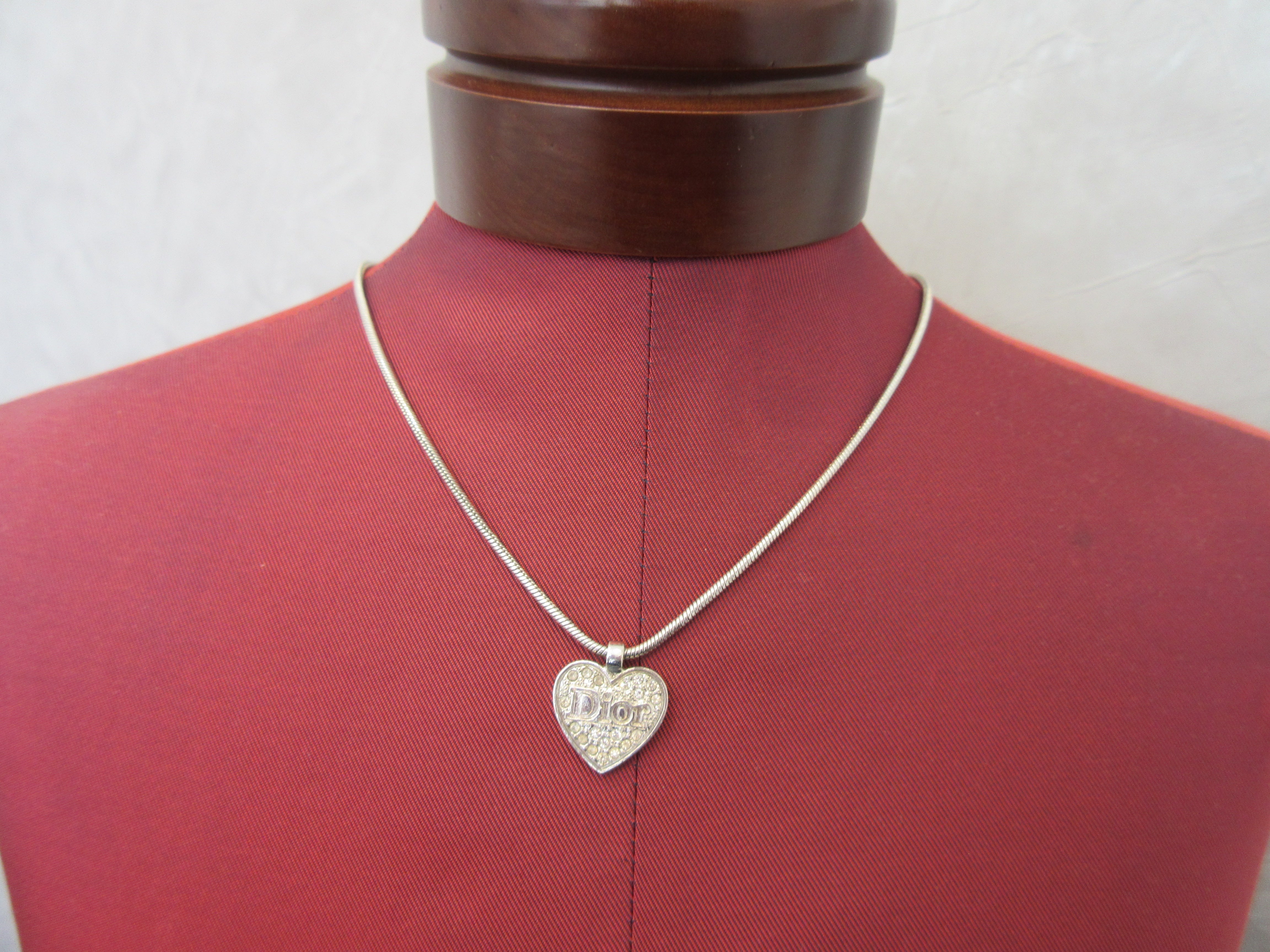 Christian Dior Logo Necklace Silver plated Silver Necklace